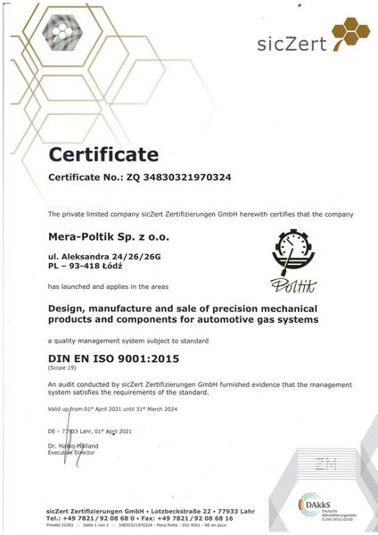 Certyfikat ISO